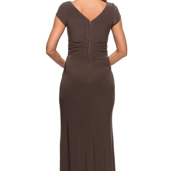 NWT La Femme 28026SC Mother of the Bride Dress Cocoa Size 4 - Picture 2 of 7